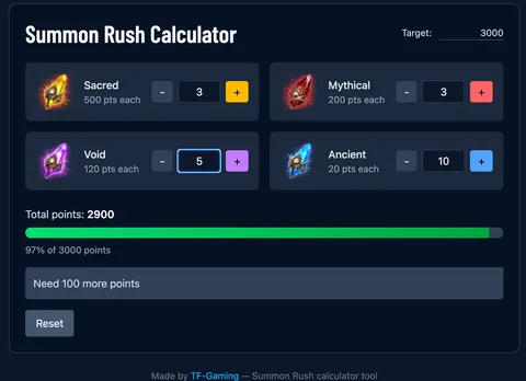 Summon Rush Calculator Screenshot